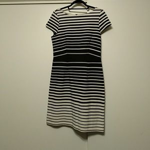 Loft Black and White Striped Dress